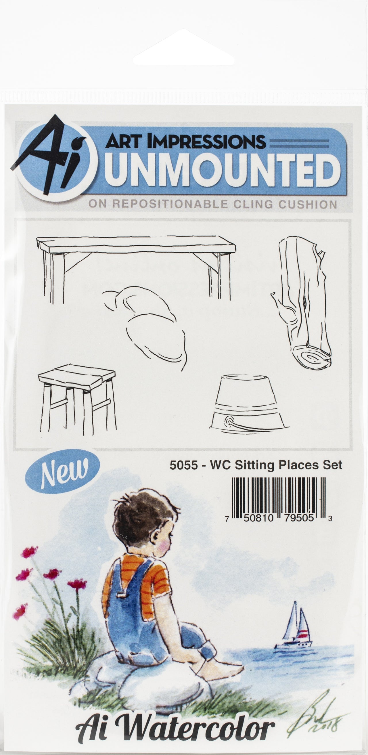 Art Impressions Watercolor Cling Rubber Stamps - Sitting Places