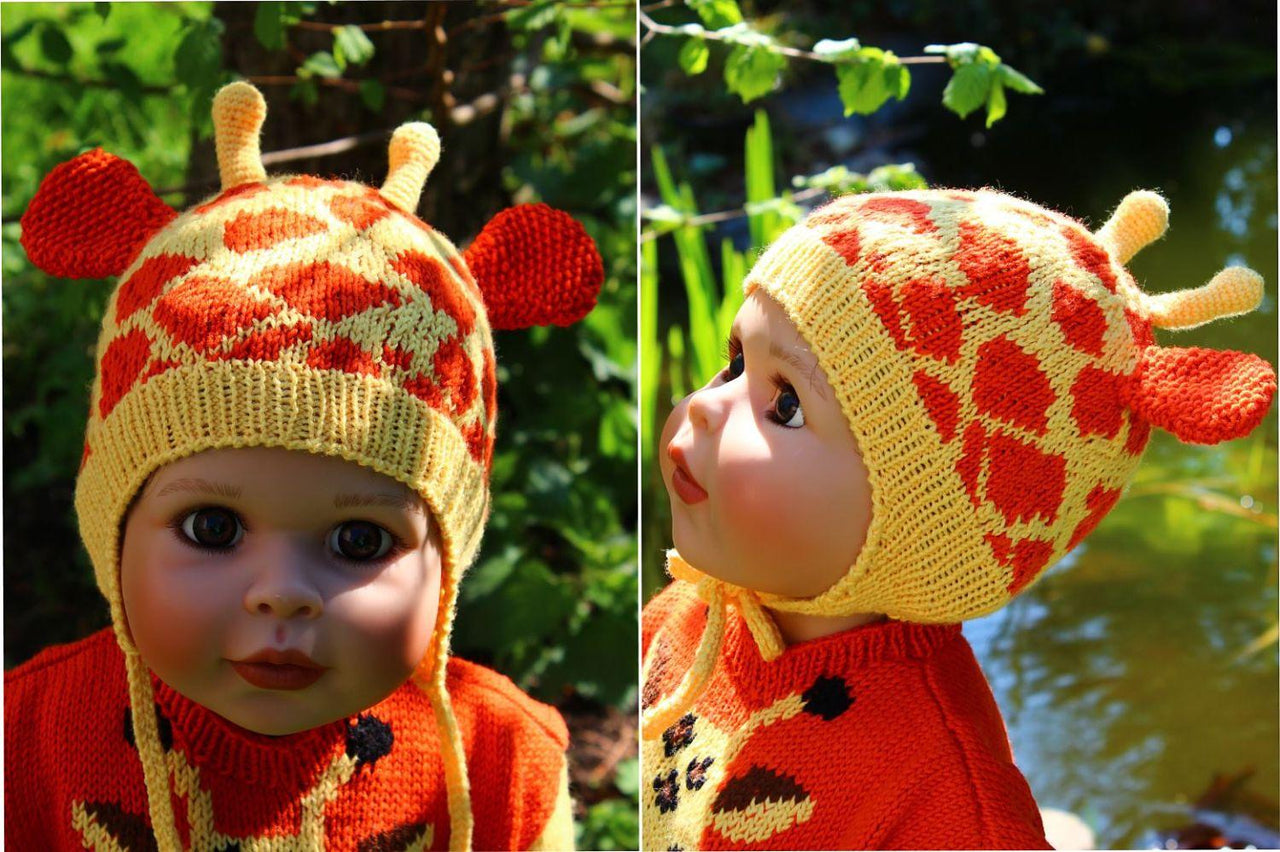 Giraffe Earflap Hat Knitting Pattern
