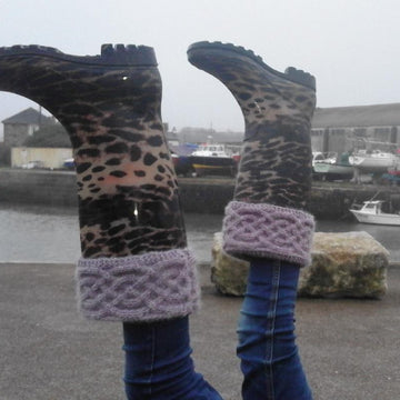 Cabled headband, boot toppers and mittens