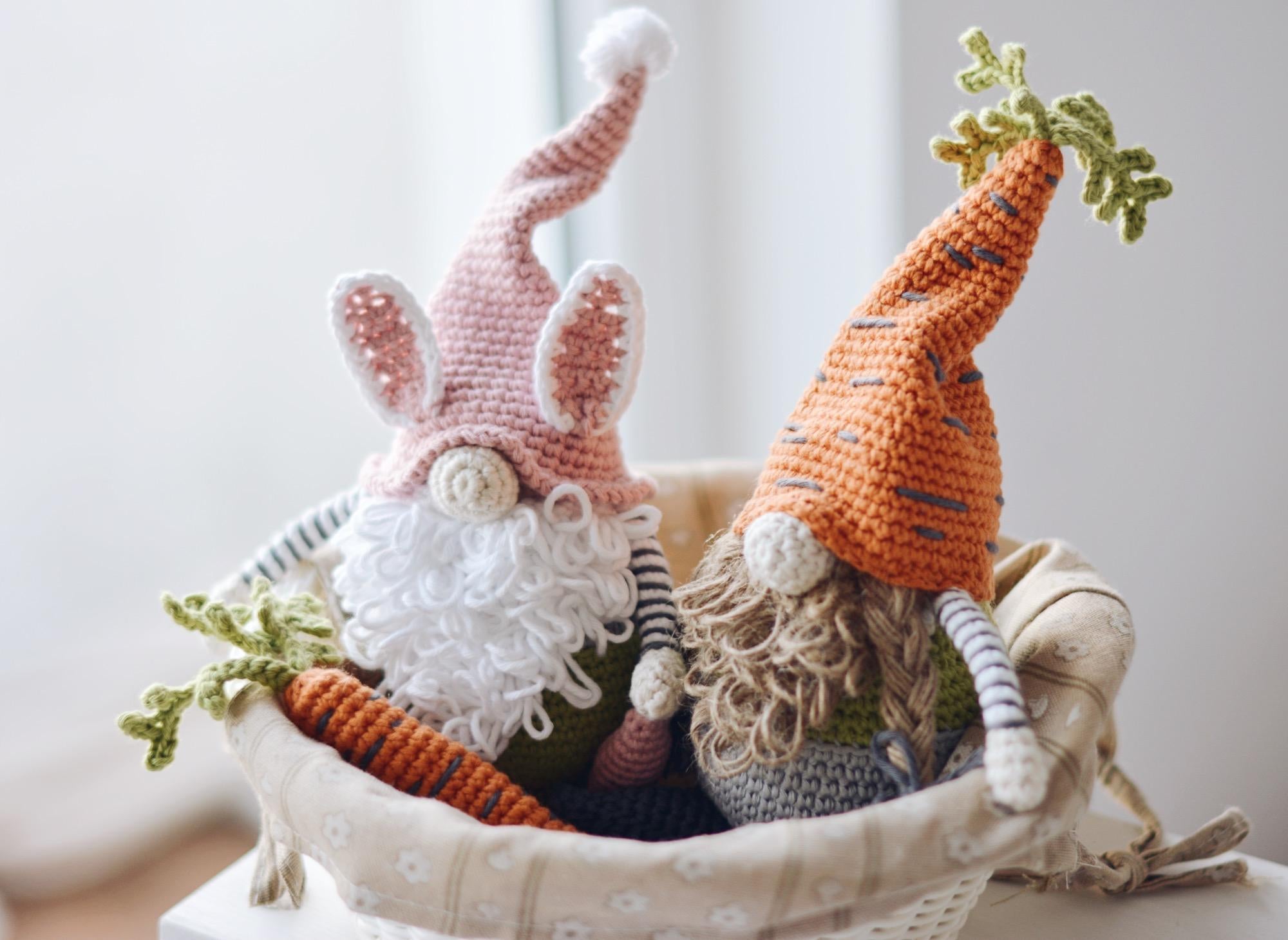 Two Easter Gnomes with a Carrot Crochet Pattern