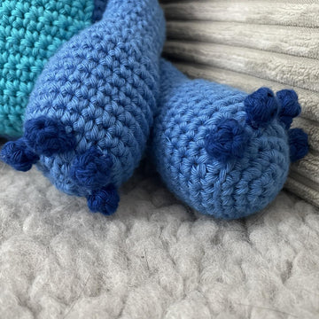 Blue alien amigurumi doll