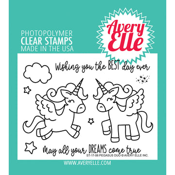 Avery Elle Clear Stamp Set 4"X3" - Pegasus Duo
