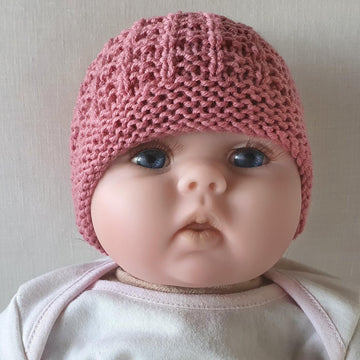 Kerry - Texture stitch 8ply baby beanie with garter brim