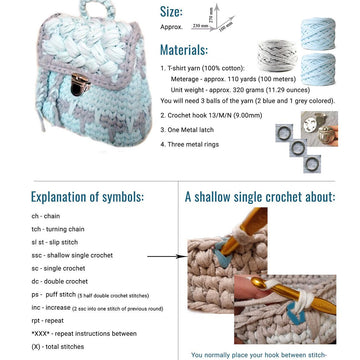 T-shirt yarn Backpack for girl or woman