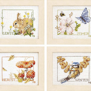 Lanarte Counted Cross Stitch Kit Four Seasons Set Of 4 Cross Stitch Kit