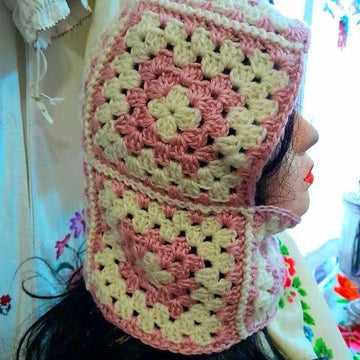 Granny square balaclava hood