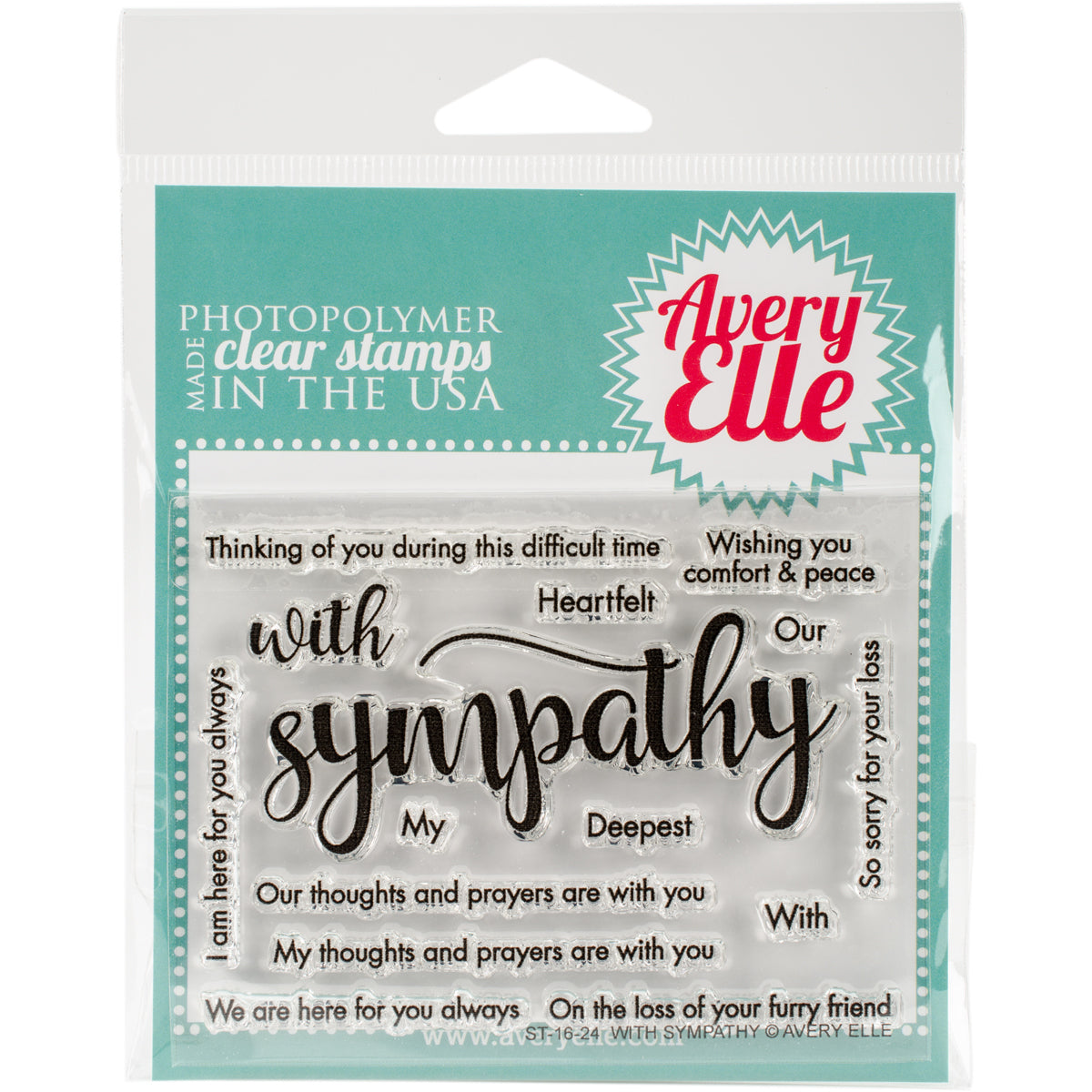 Avery Elle Clear Stamp Set 4"X3" - With Sympathy