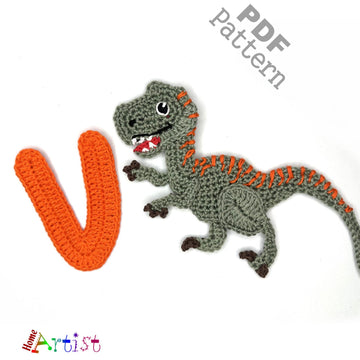 Crochet Animal Alphabet V Velociraptor pattern