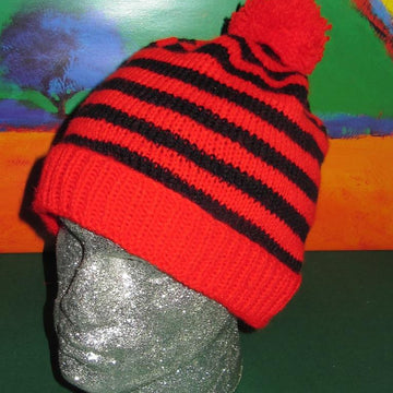 Simple Stripe Bobble Beanie Hat