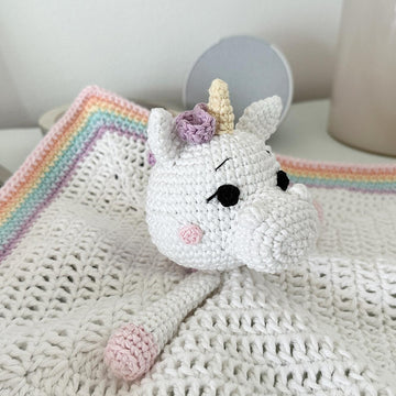 Unicorn Baby Lovey Blanket & Rattle Crochet Pattern PDF – Cute Stuffed Toy Tutorial