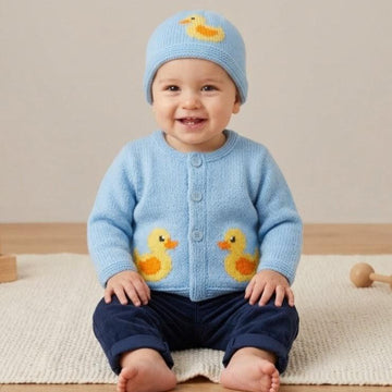 Baby Duck Cardigan and Hat