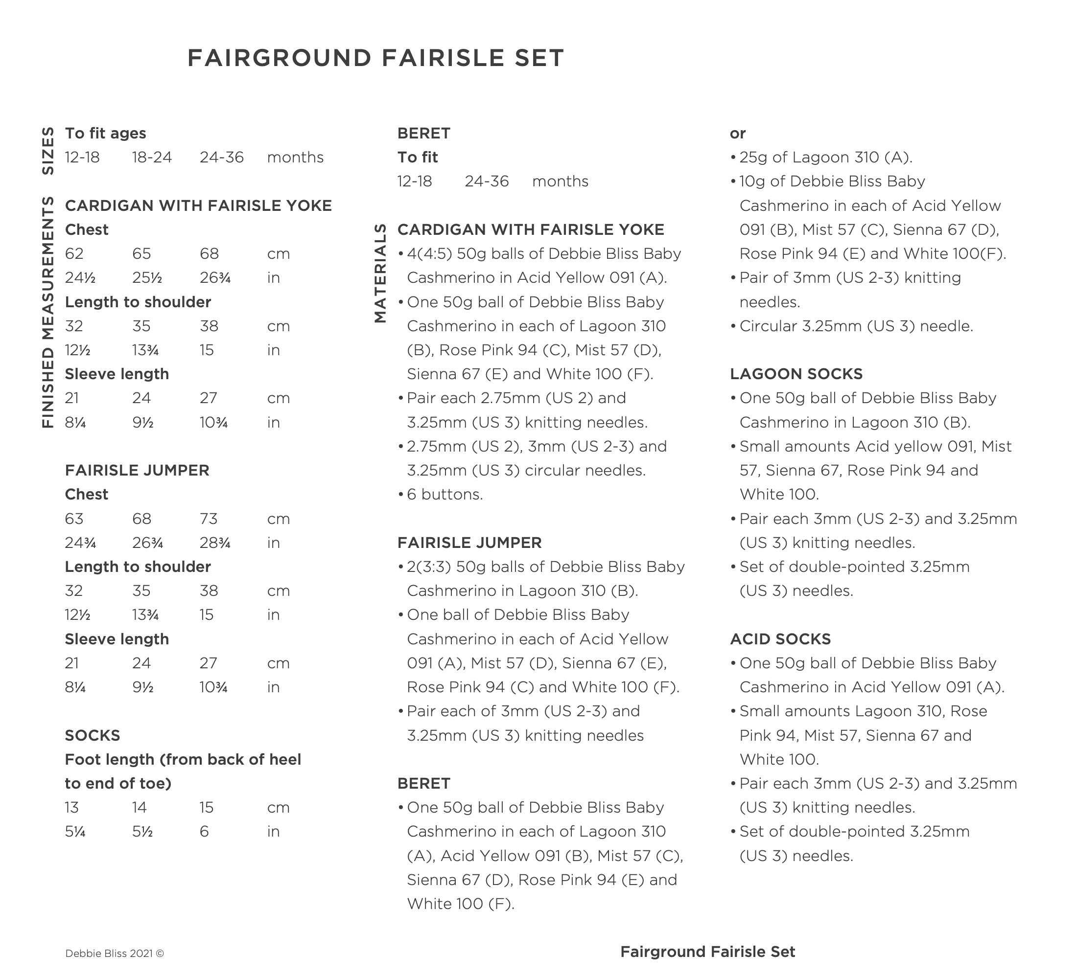 Fairground Fairisle - Layette Knitting Pattern For Toddlers in Debbie Bliss Baby Cashmerino by Debbie Bliss