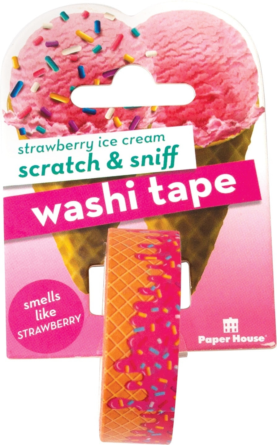 Paper House Scratch & Sniff Washi Tape - Strawberry Ice Cream, 15mmX8m