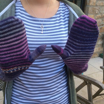 Stripey Sock Wool Ladies mittens