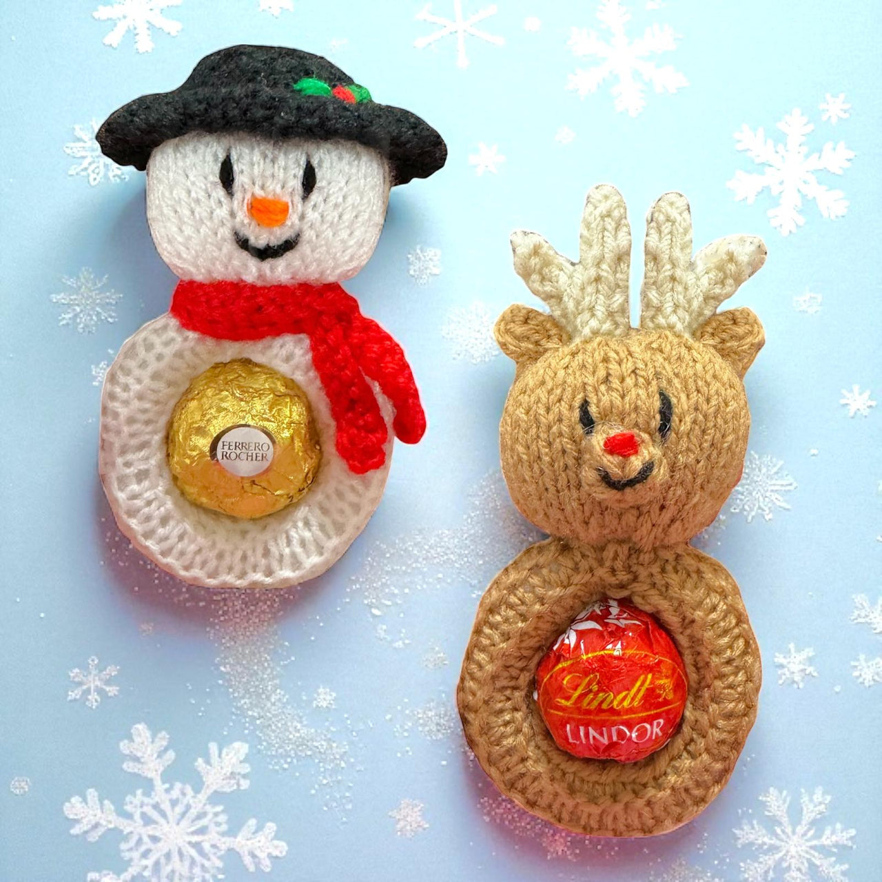 Christmas Snowman and Reindeer hanging Choc cover