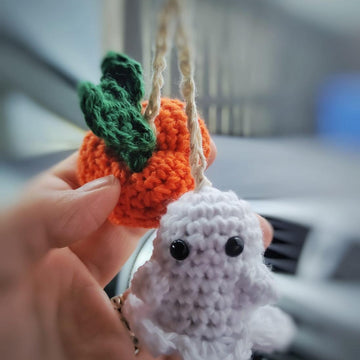 Ghost Pumpkin Car Mirror Hanger