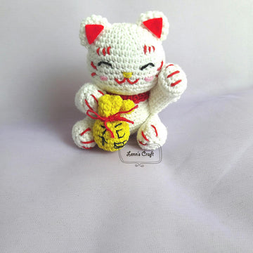 Maneki neko Lucky cat amigurumi crochet pattern