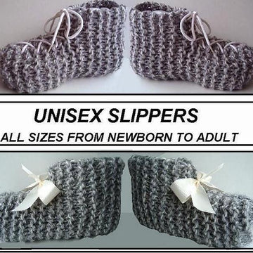 656 KNITTING PATTERN, laced short slippers, baby to adult