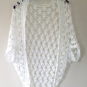 Geometric Open Lace Crochet Shrug