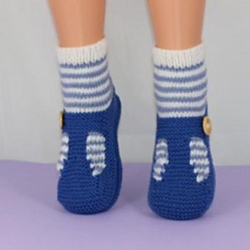 Childrens Stripe Sock T Bar Sandal Slippers