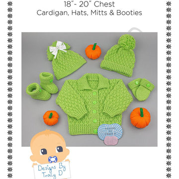Willow baby cardigan, hats, booties & mitts