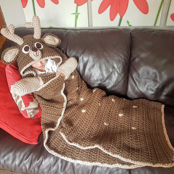 2in1 Woodland Deer Fawn Hooded Blanket Crochet Pattern