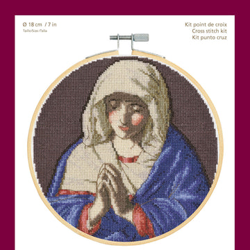 DMC The National Gallery - The Virgin in Prayer Cross Stitch Kit (with 7in hoop) - 7in
