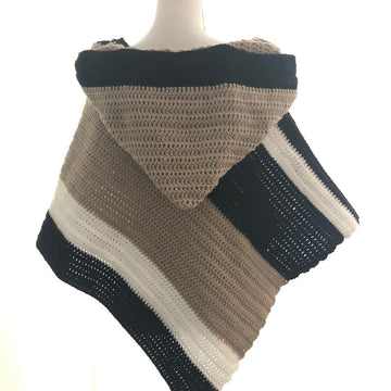 Hooded poncho striped