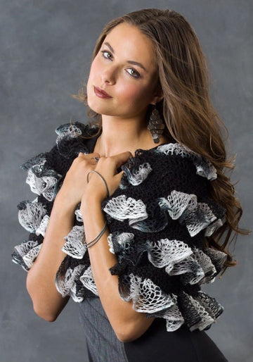 Ruffle Ripple Shoulder Cozy in Red Heart Soft Solids - LW2762