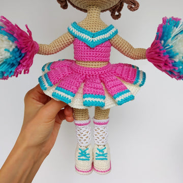 Amigurumi pattern doll Astrid in Cheerleader outfit, Basic crochet doll pattern (English, Deutsch, Français)