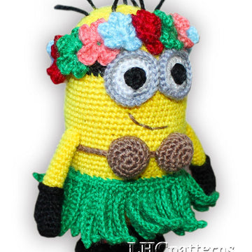 Crochet Minion Hula Pattern, Minion Hawaii Girl Crochet Pattern, Minion Crochet Pattern