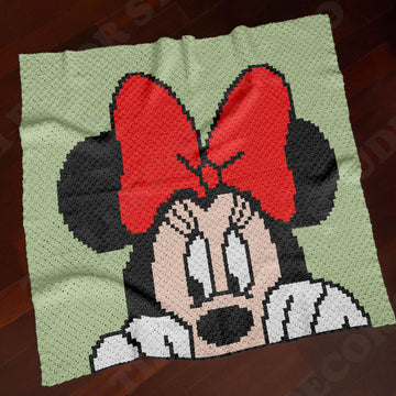 C2C Minnie Mouse Red Bow Blanket Receiving Green Afghan Crochet PATTERN