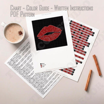 C2C Kiss Me Blanket Crimson Lips Graphgan Valentine's Day Throw CROCHET PATTERN