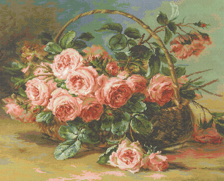 Luca-S Basket of Roses Cross Stitch Kit - 42.5cm x 34cm