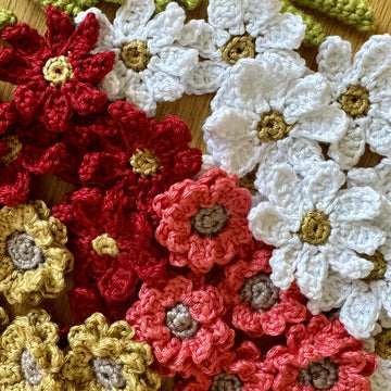 Handtied bouquet crochet cushion