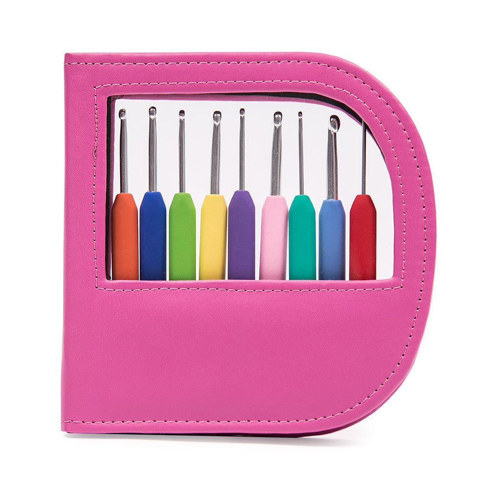 KnitPro Waves Crochet Hook (Set of 9) with Pink Case