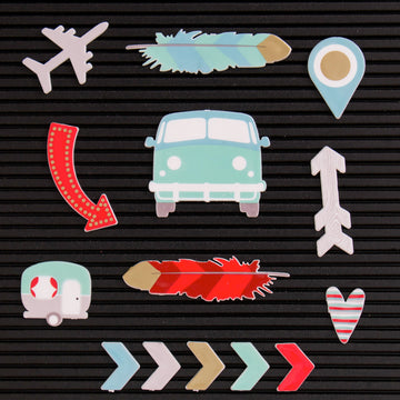 American Crafts DCWV Letterboard Icons 14/Pkg - Travel