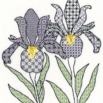 Bothy Threads Irises Blackwork Cross Stitch Kit - 28cm x 33cm