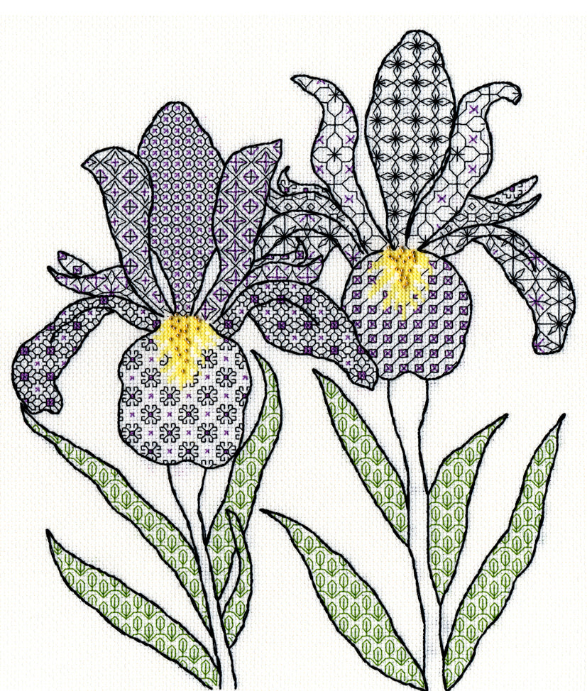 Bothy Threads Irises Blackwork Cross Stitch Kit - 28cm x 33cm