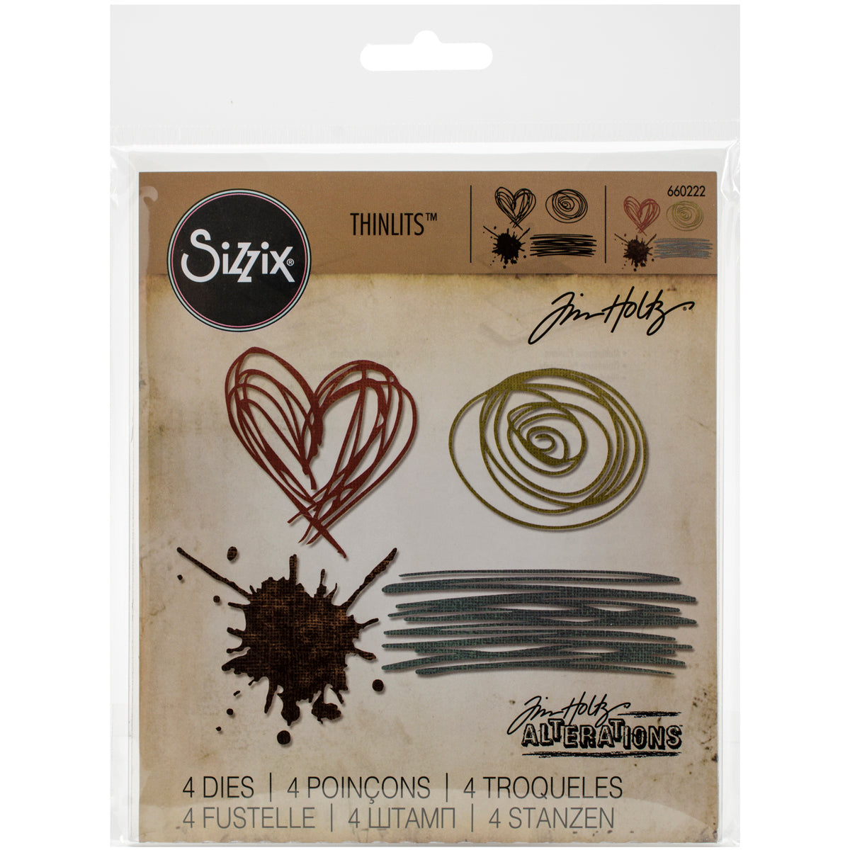 Sizzix Thinlits Dies By Tim Holtz 4/Pkg - Scribbles & Splat