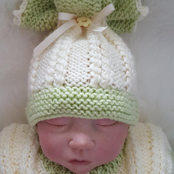 Dylan Baby unisex cardigan, hat and booties knitting pattern