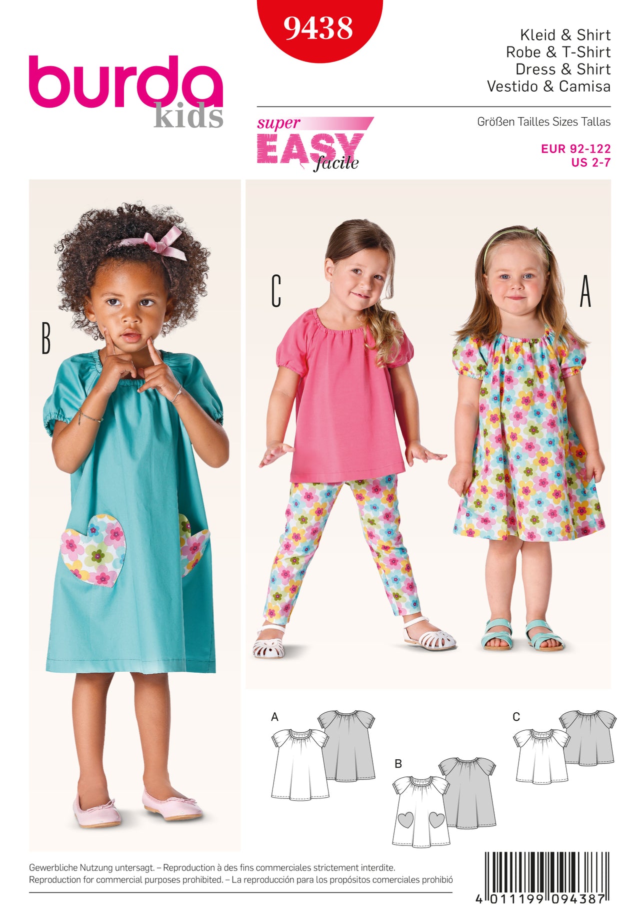Burda B9438 Toddler Dress and Shirt Burda Sewing Pattern