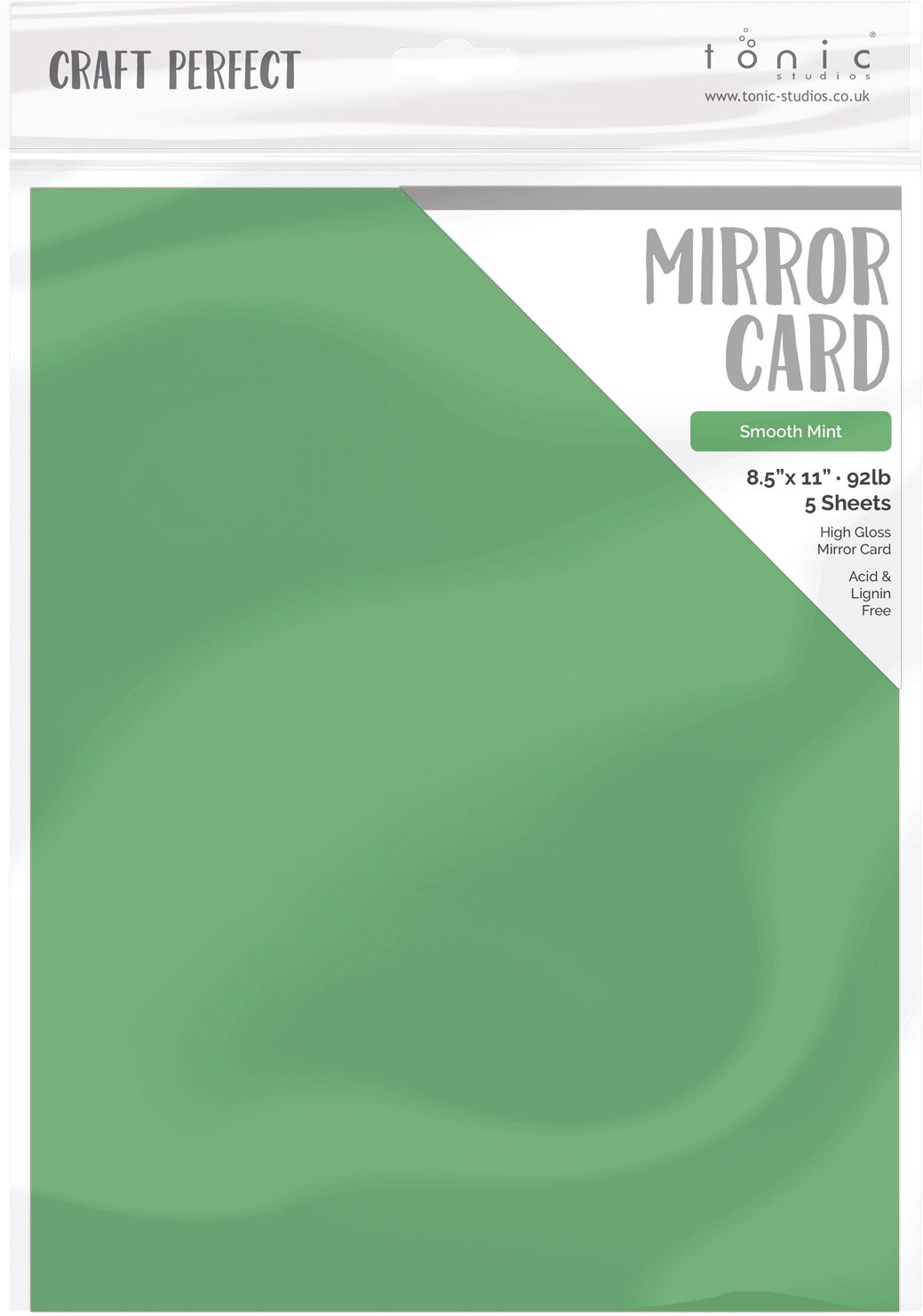 Tonic Studios Craft Perfect Mirror Cardstock 92lb 8.5"X11" 5/Pkg - Smooth Mint