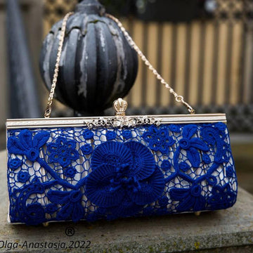 Irish lace blue handbag