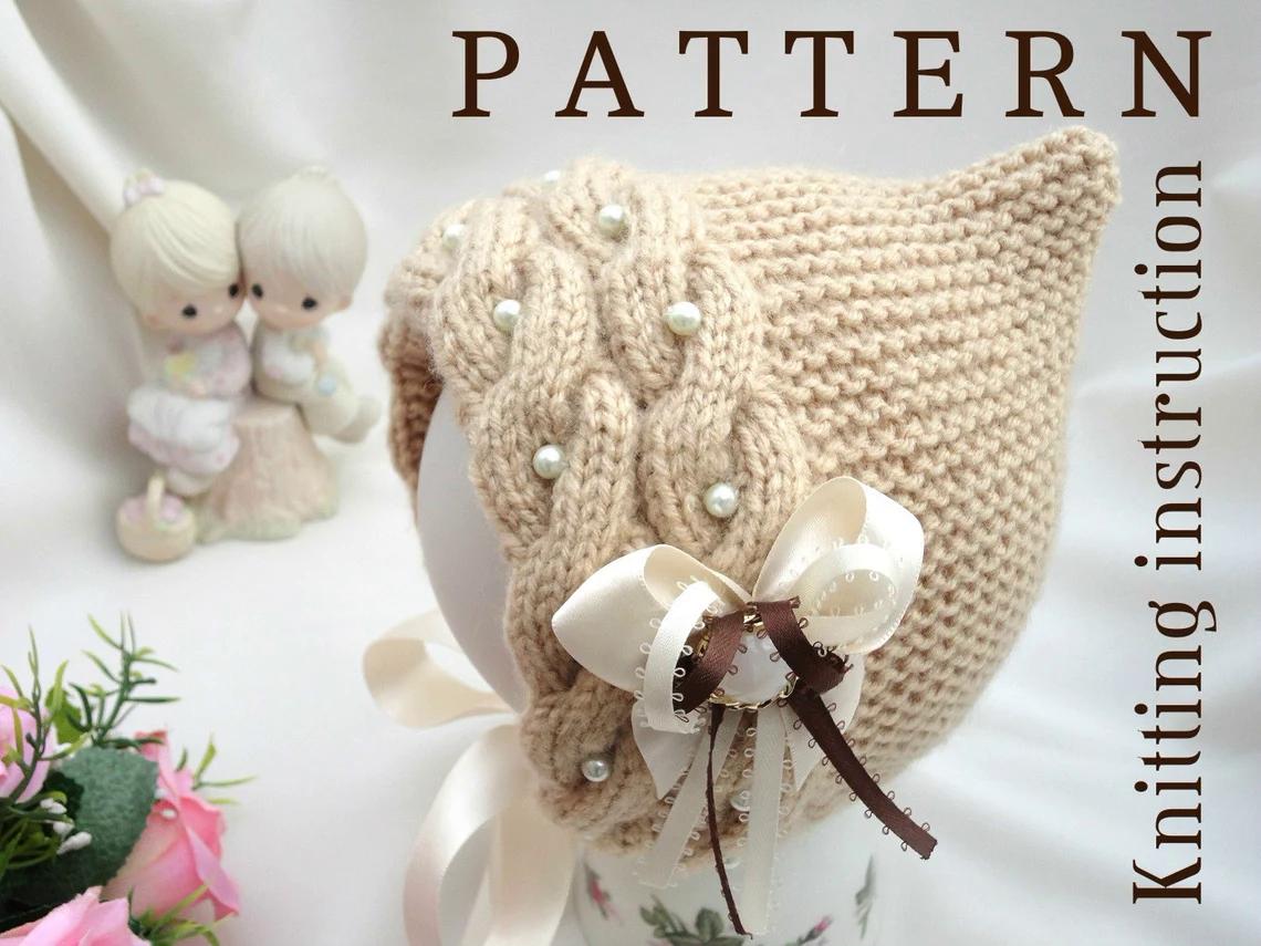 Knitting PATTERN Baby Bonnet Knitted Baby Cap