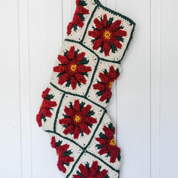 Poinsettia Granny Square Christmas Stocking