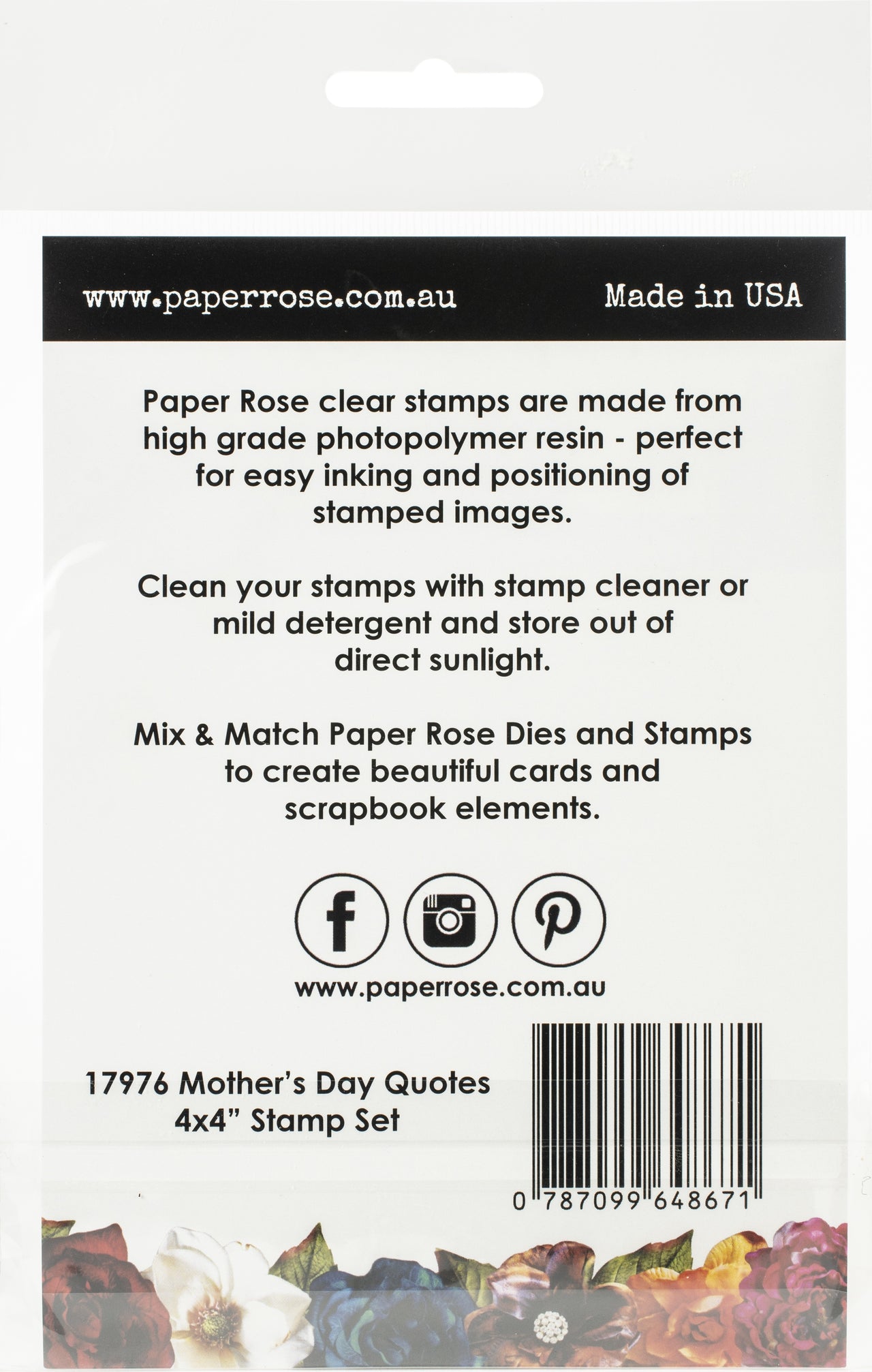 Paper Rose Clear Stamps 4"X4" - Mother's Day Quotes
