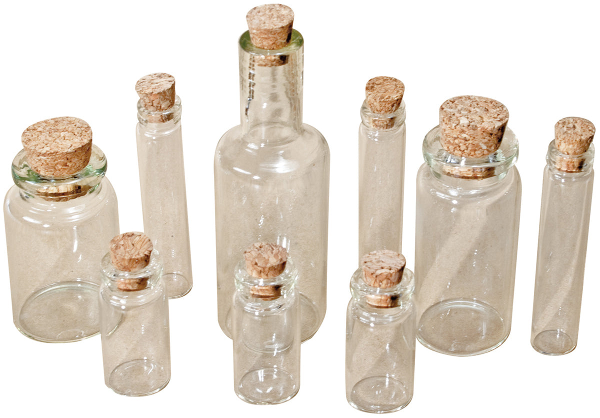 Advantus Idea-Ology Corked Glass Vials 9/Pkg - Clear 1.25" To 3"