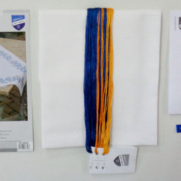 Vervaco Aida Tablecloth Kit Blue Twigs Cross Stitch Kit
