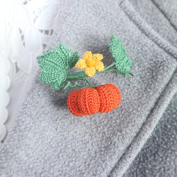 Pumpkin vine brooch